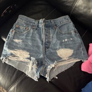 Distressed Blue Jean Shorts